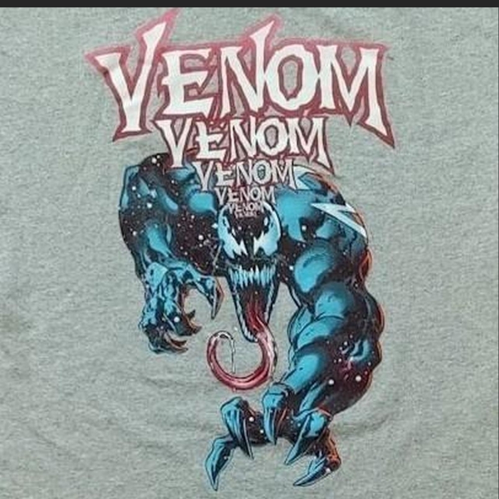 Vtg 2000s Marvel Venom Big Face Print T-Shirt Size M Black Y2K Spider-Man
